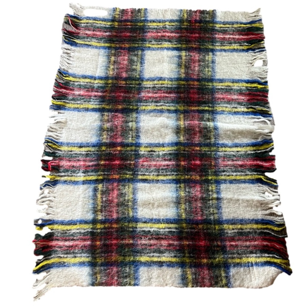 KINLOCH ANDERSON Scotland Mohair Wool Plaid Lap Throw – 35”x48” – EUC